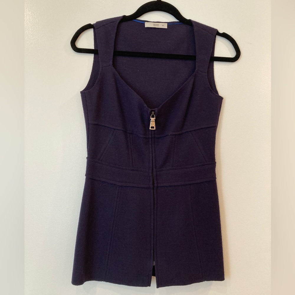 Prada Purple Sleeveless Zip-Front Top